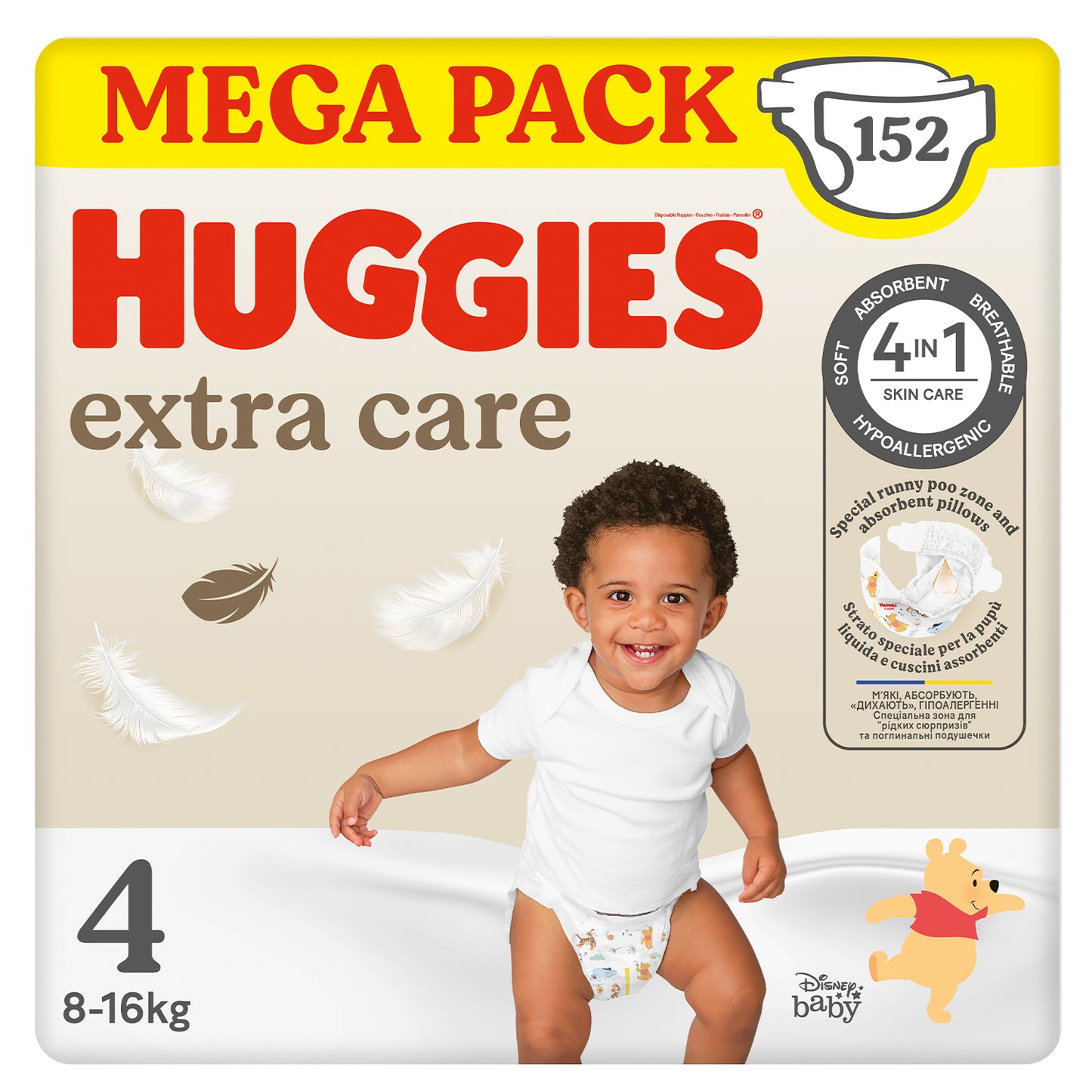 Huggies Extra Care Taglia 4, Confezione da 152 Pannolini