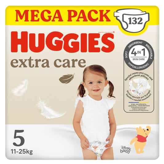 Huggies Extra Care Taglia 5, Confezione da 132 Pannolini