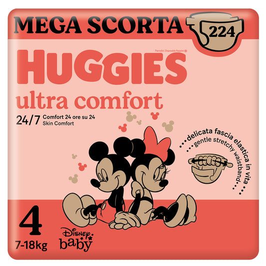 Huggies Ultra Comfort Taglia 4, Confezione da 224 Pannolini