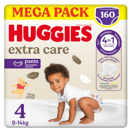 Huggies Extra Care Mutandina Taglia 4, Confezione da 160 Pannolini Mutandina