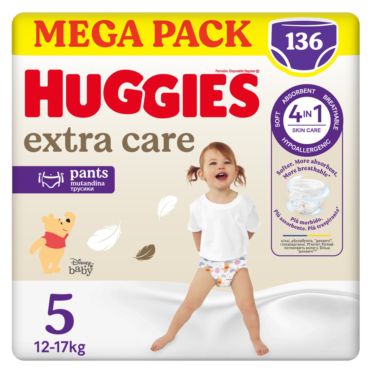 Huggies Extra Care Mutandina Taglia 5 Confezione da 136 Pannolini Mutandina