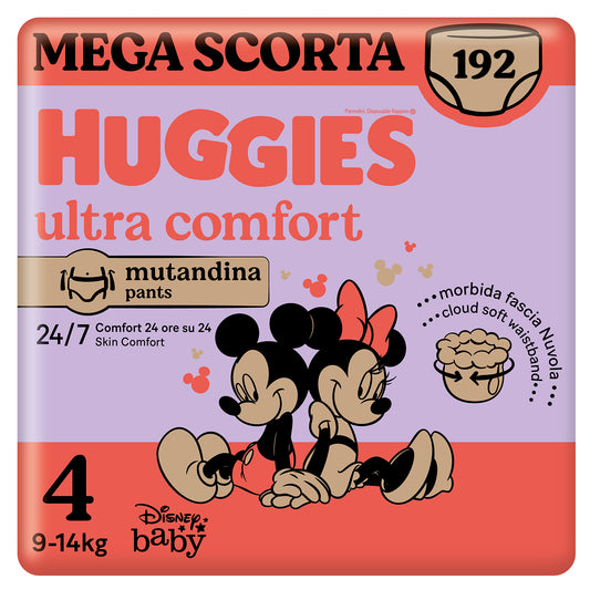 Huggies Ultra Comfort Mutandina Taglia 4, Confezione da 192 Pannolini Mutandina