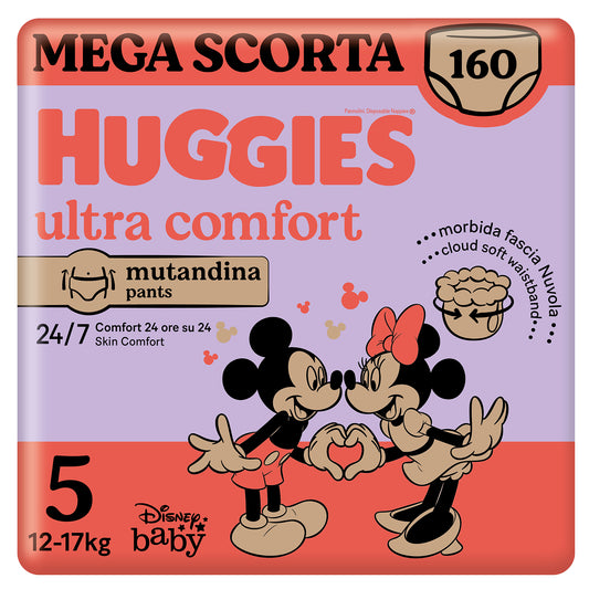 Huggies Ultra Comfort Mutandina Taglia 5, Confezione da 160 Pannolini Mutandina