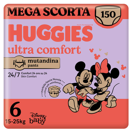 Huggies Ultra Comfort Mutandina Taglia 6, Confezione da 150 Pannolini Mutandina