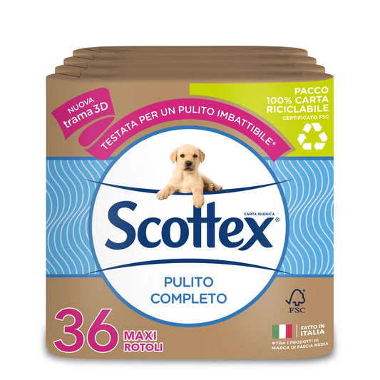 Scottex 36 Rotoli di Carta Igienica Pulito Completo ecopack